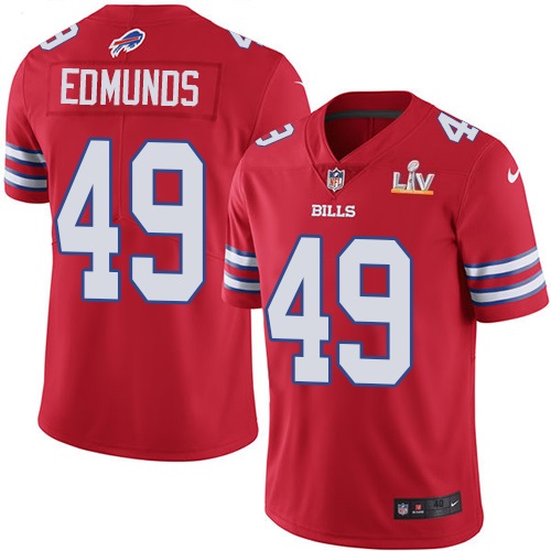 Men's Buffalo Bills #49 Tremaine Edmunds Red 2021 Super Bowl LV Stitched NFL Jersey
